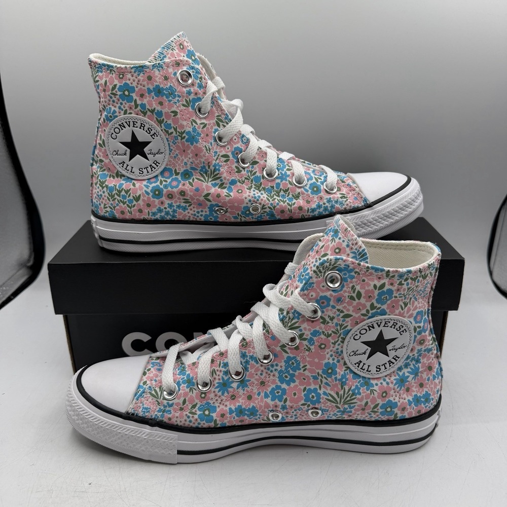 Converse Chuck Taylor All Star High Shoes Women Sz 8 Mini Flowers Floral A14980F - Picture 1 of 11